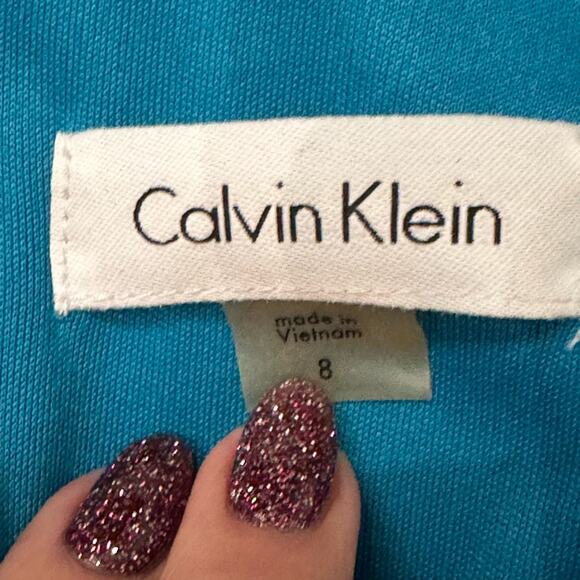 Calvin Klein turquoise pleated bodice scuba dress Size 8 NEW - Picture 5 of 10